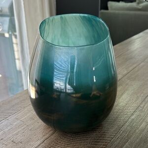 West Elm Teal Glass Vase